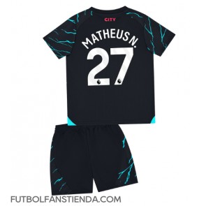 Manchester City Matheus Nunes #27 Tercera Equipación Niños 2023-24 Manga Corta (+ Pantalones cortos)